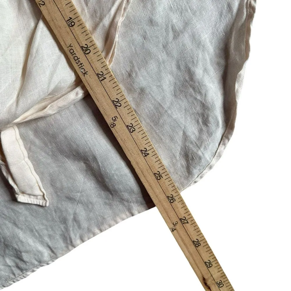 Theory Hekanina Tie Front‎ Top Size 00 0 Linen Minimalist Short Sleeve Coastal - Image 10