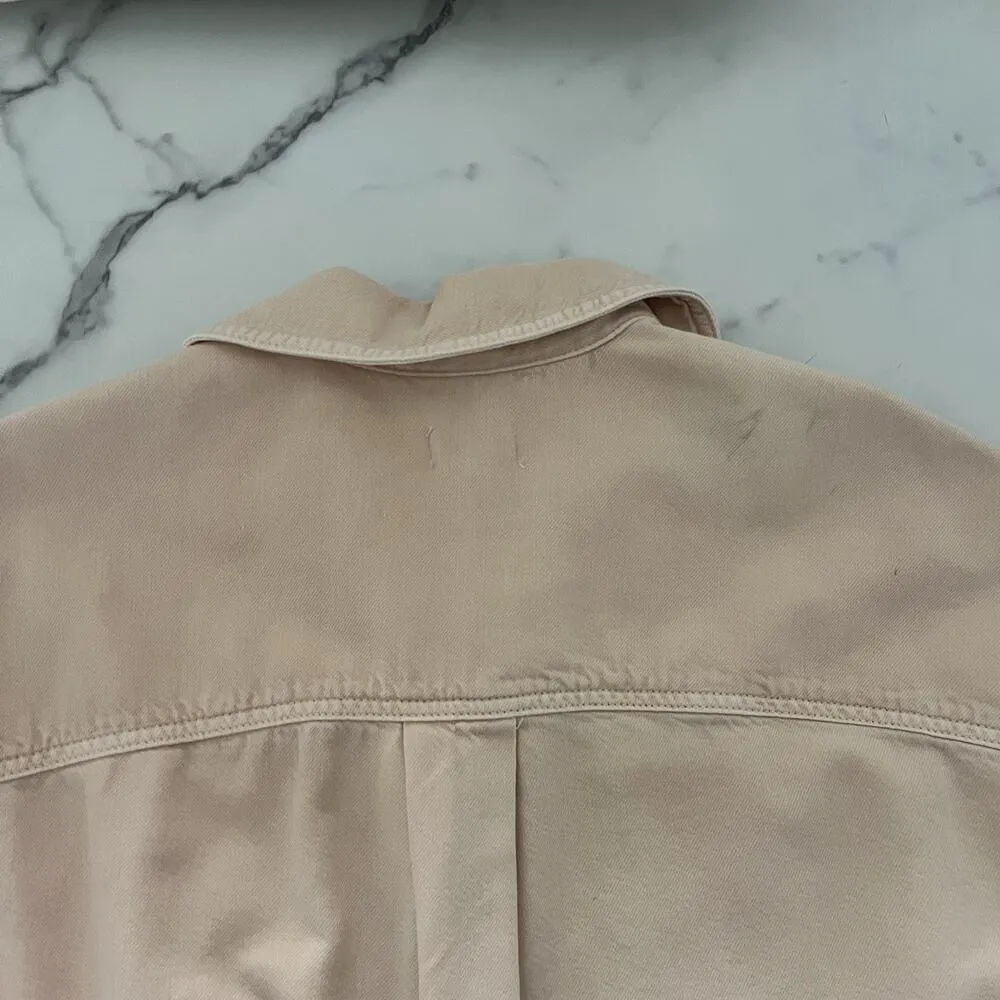 Anthropologie Pilcro Short Sleeve drestructed denim dress Sz M Coral denim Festi - Image 7