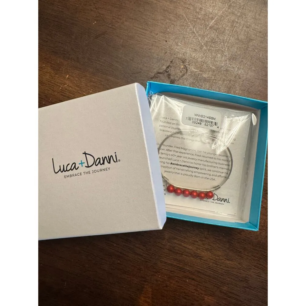Luca and Danni crystal pearl bangle in scarlet bracelet NIB petite 6.5" Red - Image 3