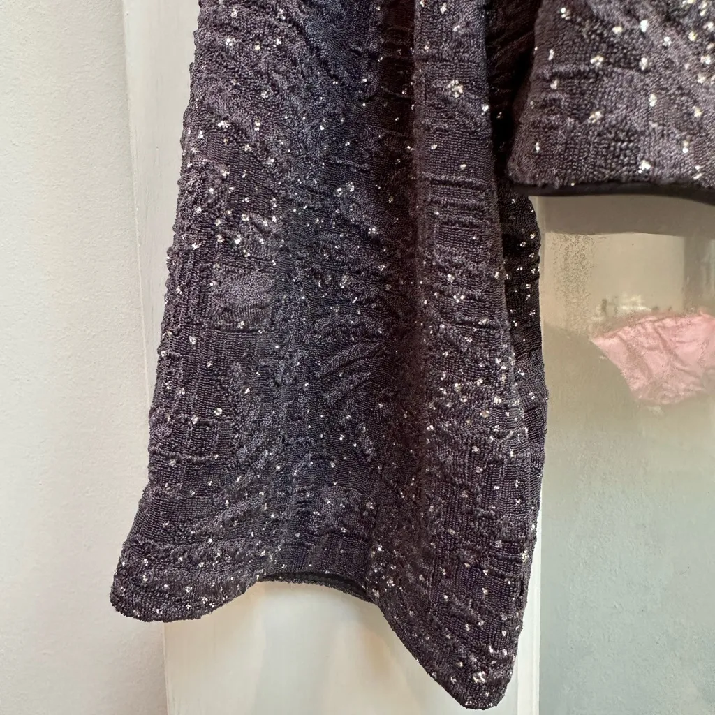 Alex Evenings Bolero Jacket Cardigan Size 16 Blue Grey Smoke Silver Metallic NWT - Image 7