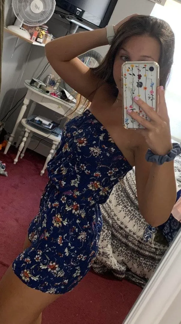 Divided Blue Floral Romper - Image 2