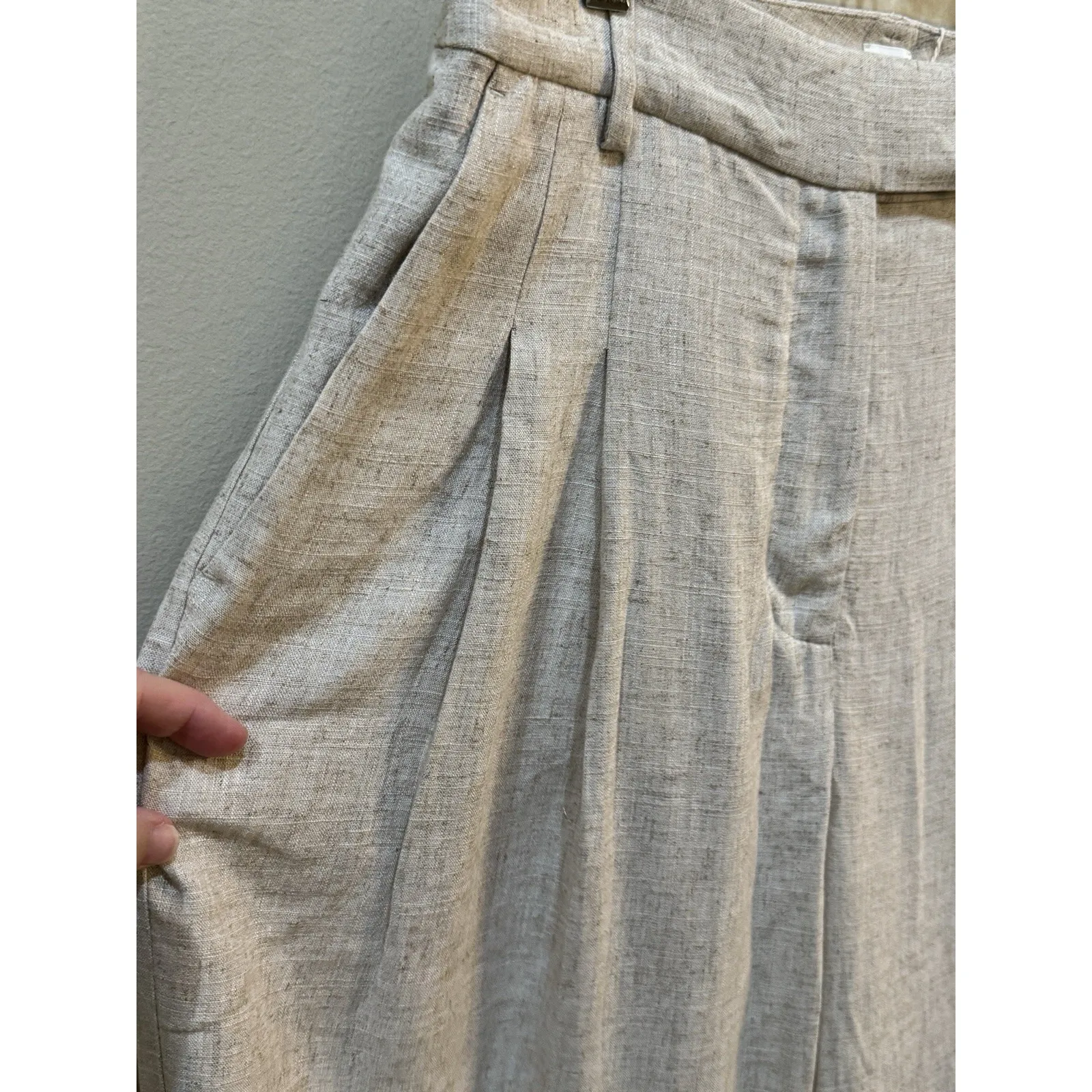 By Malene‎ Birger Women Cymbaria Pleated Wide Leg Pants Size 38 Natural Linen Tan - Image 6