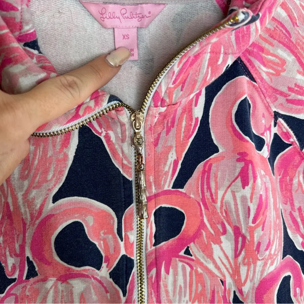 Lilly Pulitzer sweatshirt pink Flamingo 1/4 Zip Pullover Sweater - Image 3