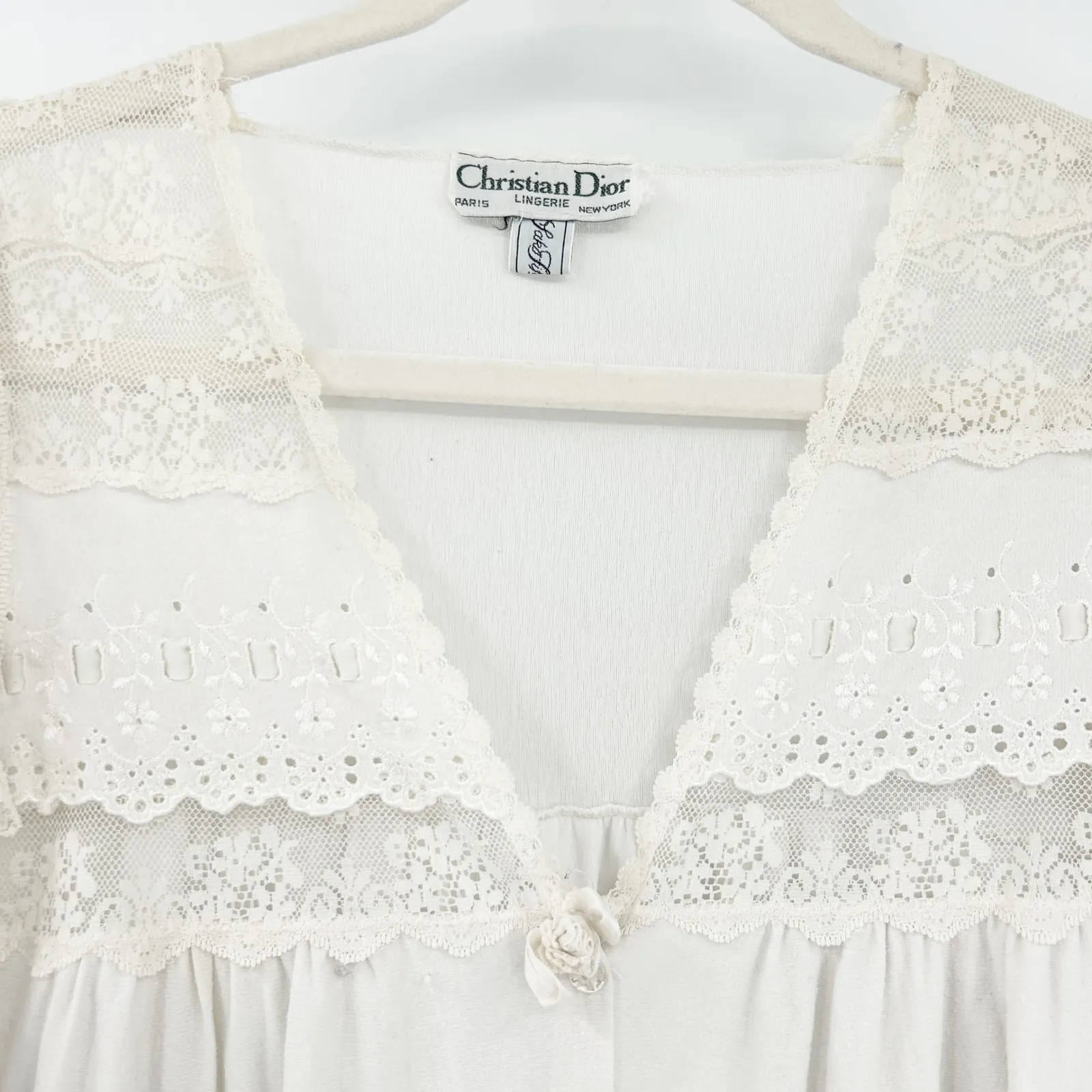 Christian Dior Lingerie Vintage Edwardian Cottagecore Cotton Lace Nightgown - Image 2