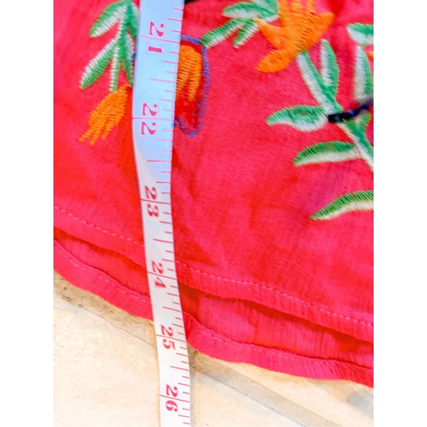 Umgee Women's Floral Embroidered Fringe Bohemian Off The Shoulder Top Red Small - Image 11