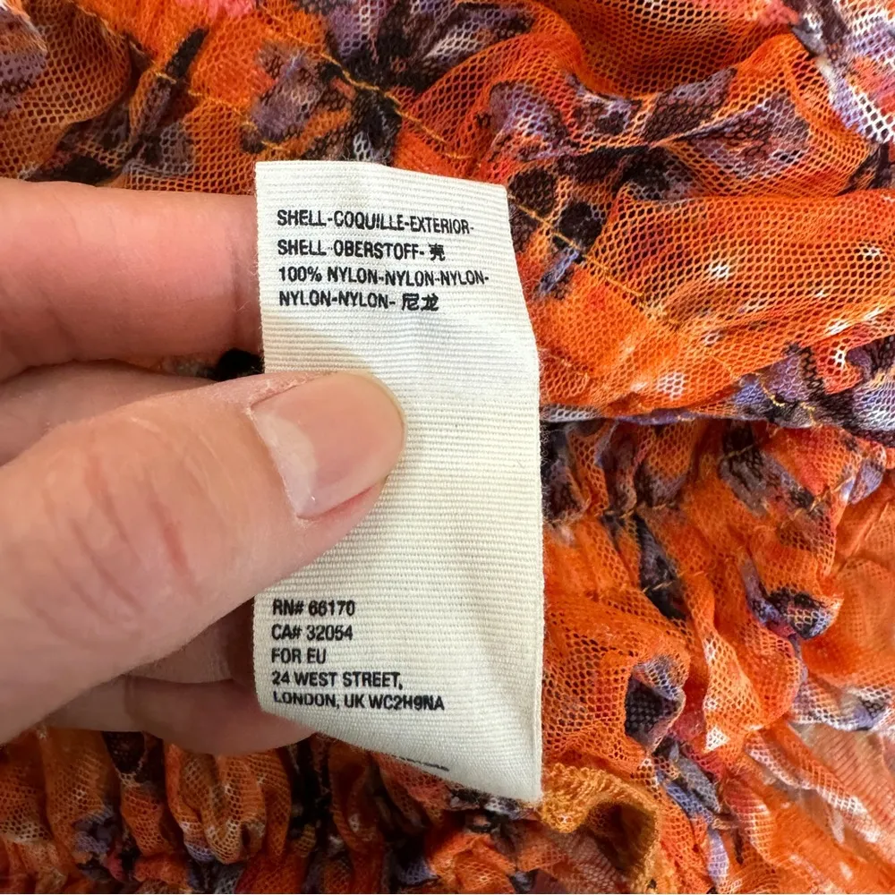 Free people orange ruched deep V-neck top - Image 4