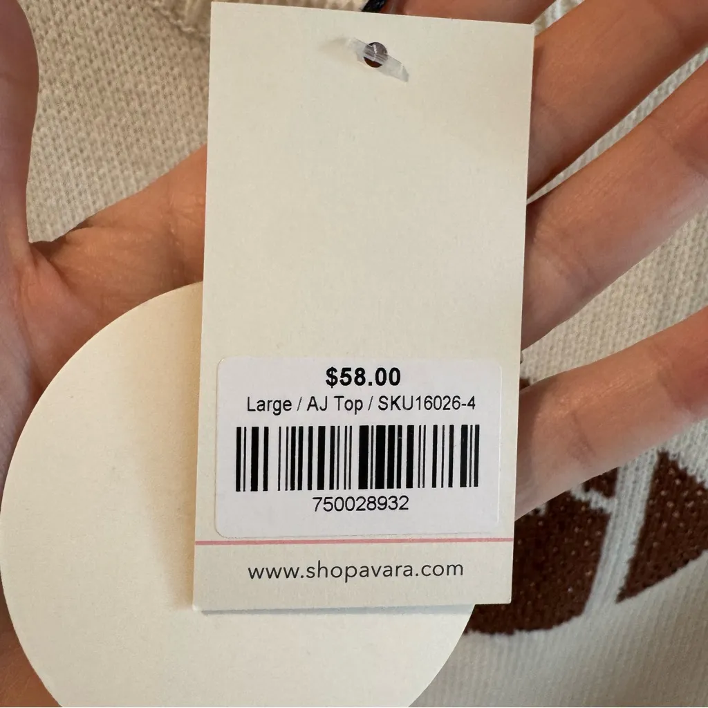 NWT Needii Sleeveless Cropped Rhinestone Football Sweater Large Brown - Image 4