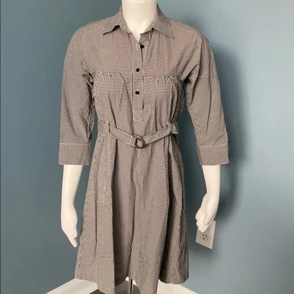 Theory Black & White Belted Gingham Dress size 2 - Image 2