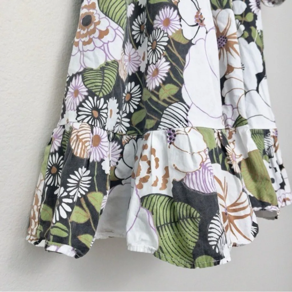 Maje Rafleur Puff Sleeve Floral Poplin Mini Dress 34 Neutral XS Ruffle Vneck - Image 13