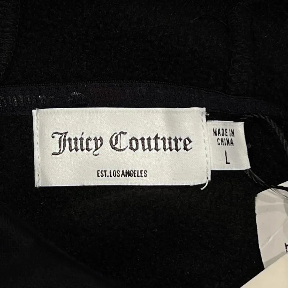 ★ Juicy Couture NWT Black Branded-Front Logo Cropped Hoodie ★ - Image 6