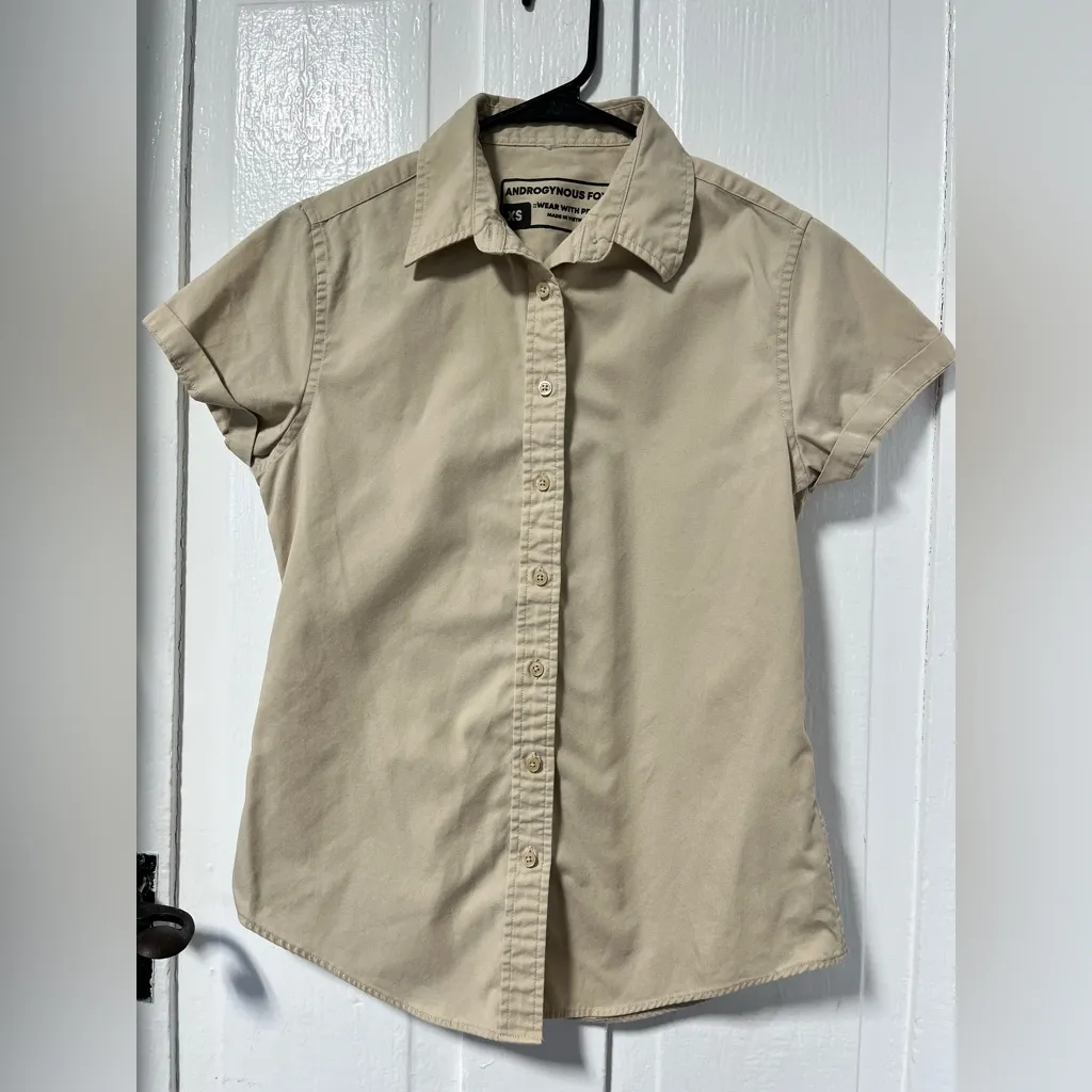 ANDROGYNOUS FOX Swift Fox Button Up Short Sleeve Stone Fox Size XS - Image 2