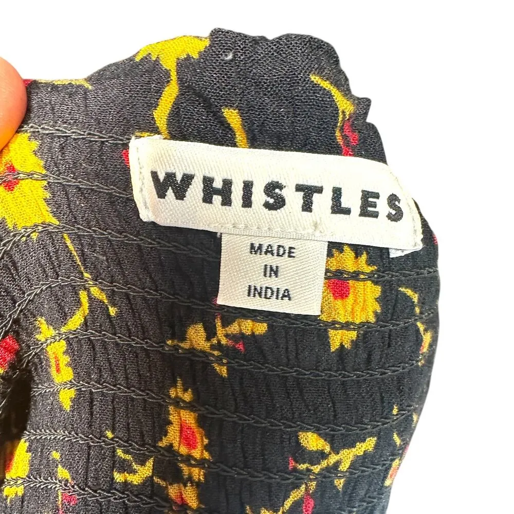 Whistles Aster Floral Textured Jumpsuit Black Yellow Print‎ Size 0 - Image 12