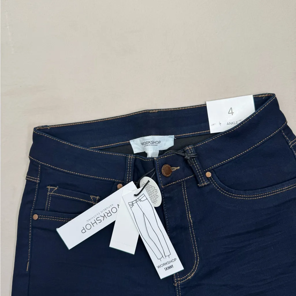 WORKSHOP Republic Womens Size 4 Darkwash Skinny Jeans Ankle Stretch Modern - Image 6