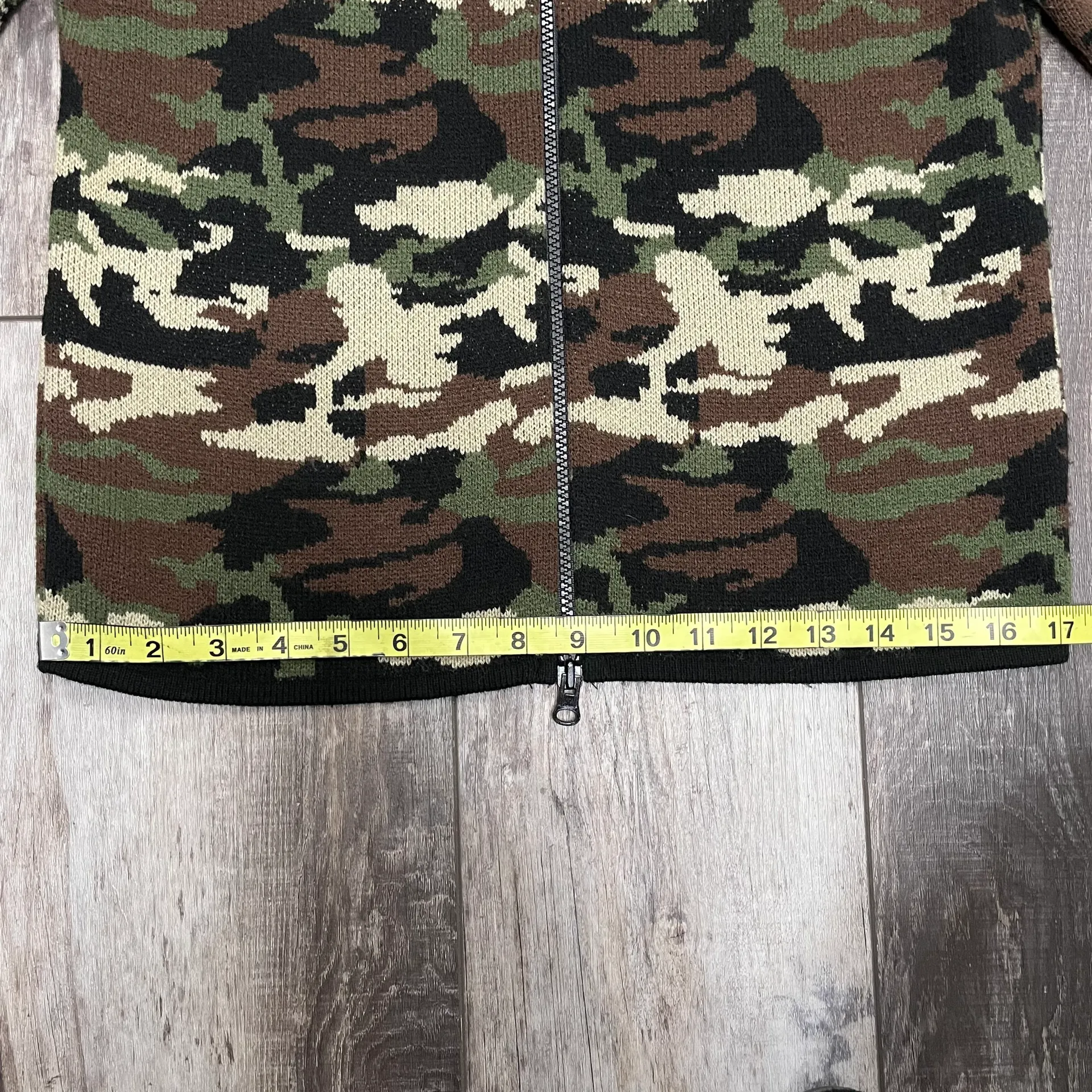 SML Sport Camouflage Double Zipper Sweater Small Green Brown Black Cream - Image 12