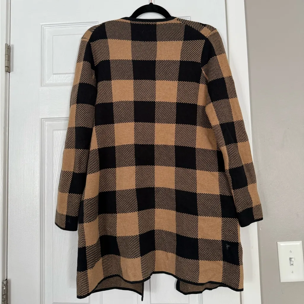 J.Crew Tan Black Block Long Cardigan Sweater Cozy Cabincore 100% Cotton - Image 7