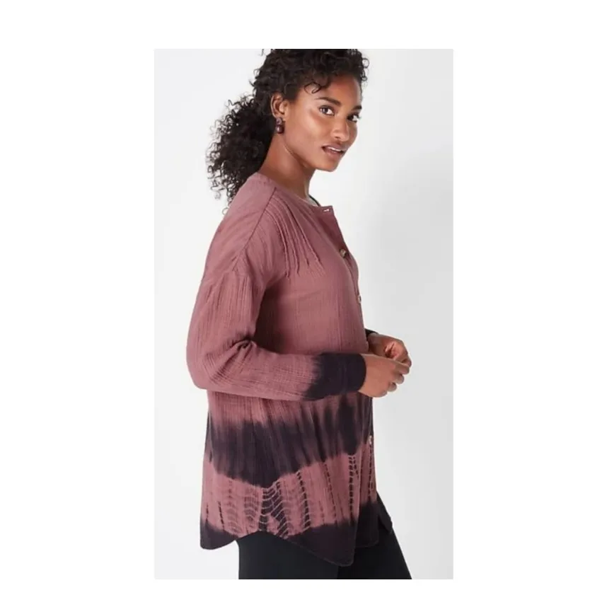 J Jill Pure Jill Dyed Double Cloth Button Up Tunic Size Small Pink - Image 2