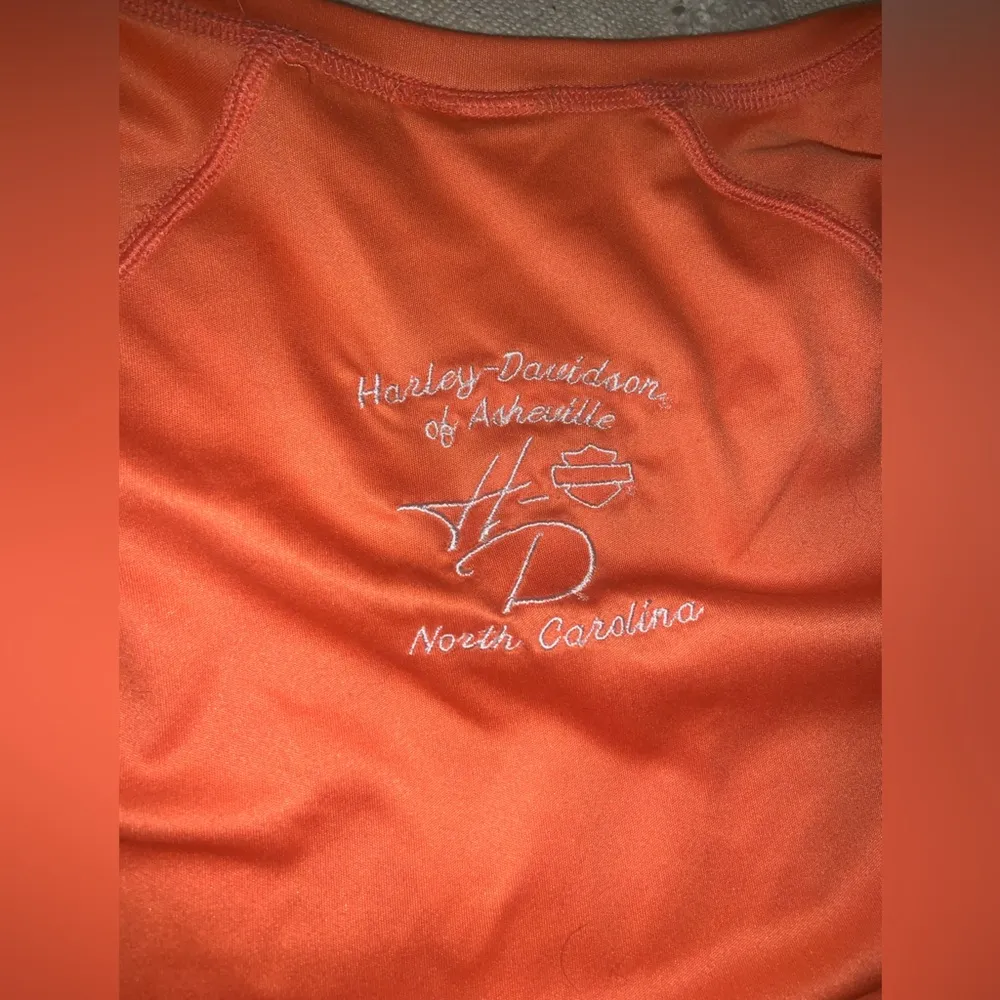 Y2k vintage Harley Davidson Asheville orange v neck tee shirt M casual limited - Image 5