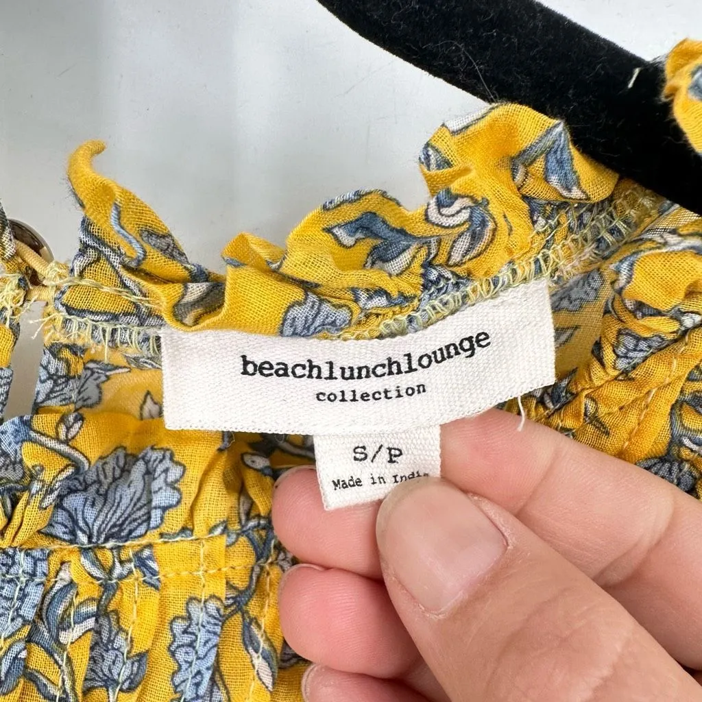 BeachLunchLounge Floral Peasant Cottage Top Blouse Baby Doll Pleated Ruffle Smal - Image 5