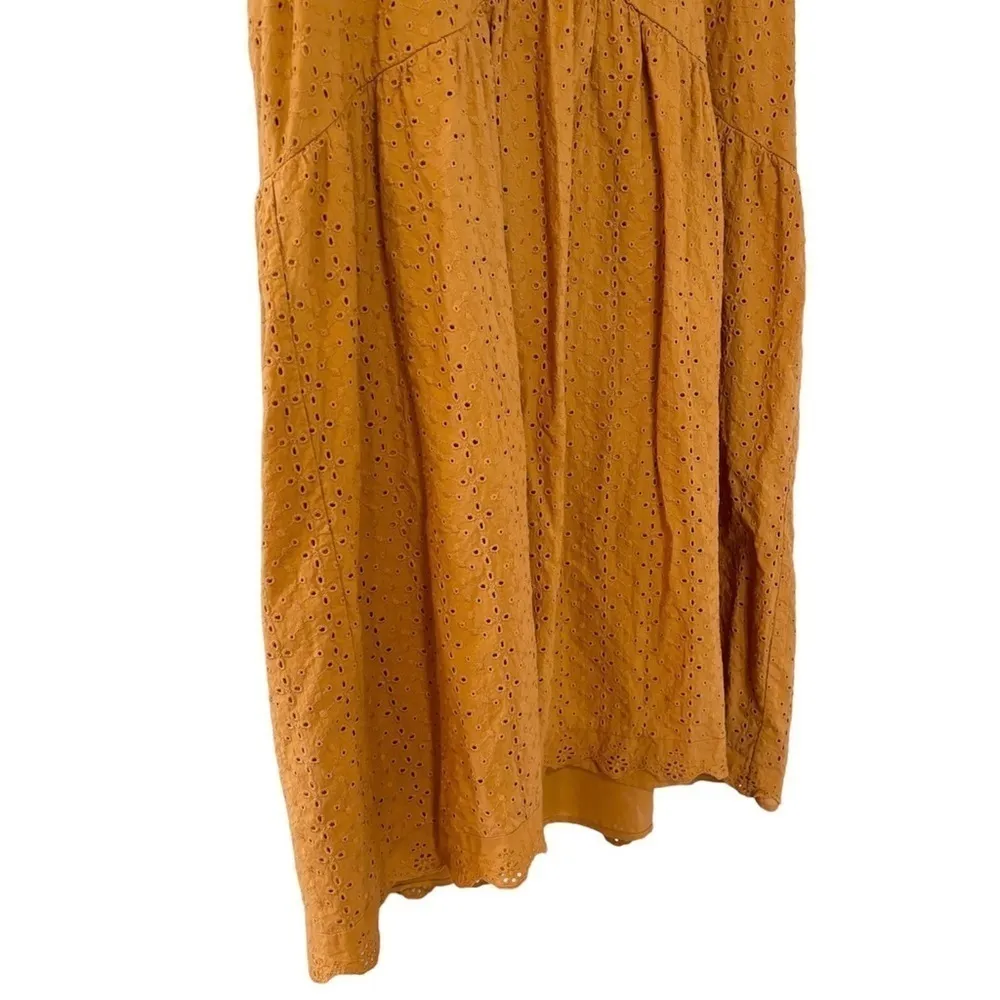 Women's Knox Rose mustard yellow ruffle sleeve eyelet A-Line dress size xxl - Image 5