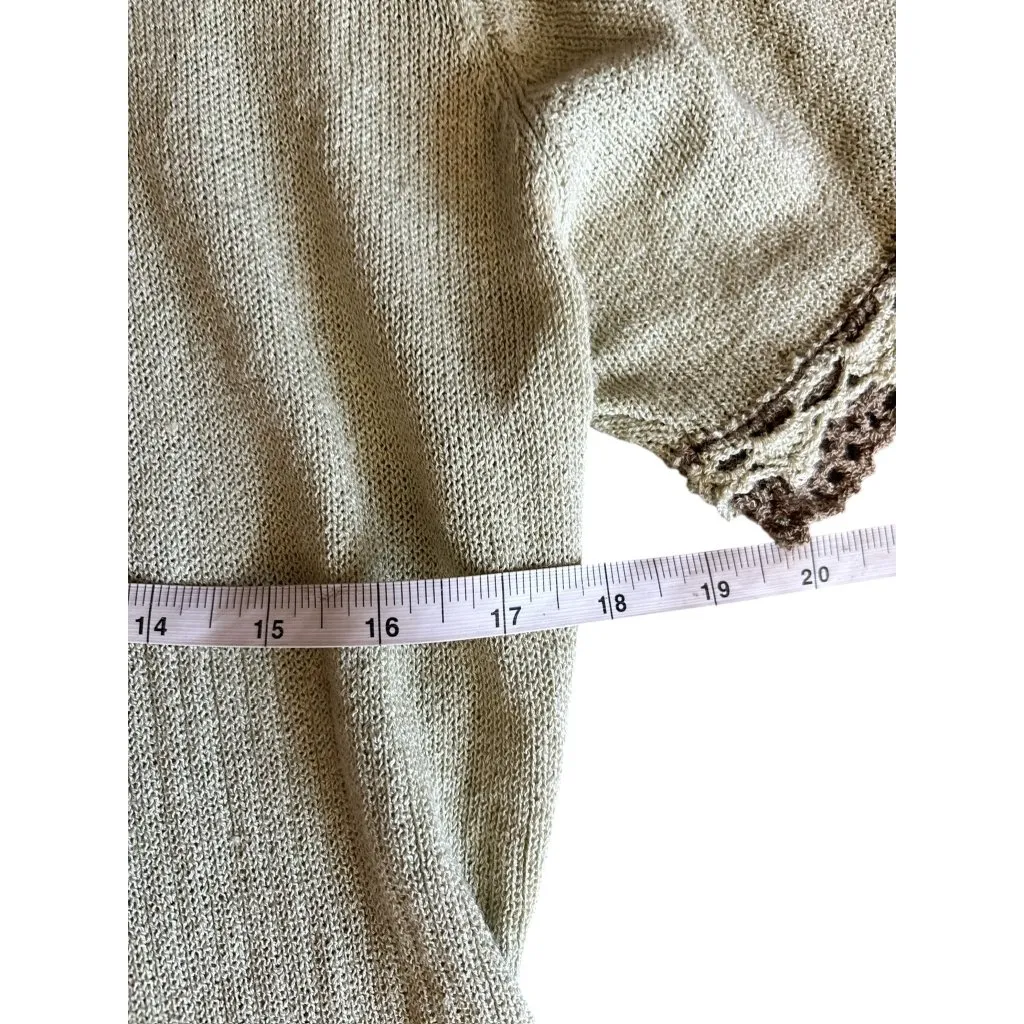 R&K Vintage Knitted Cardigan Grandma Sweater Size 8 Embroidered Tan - Image 5