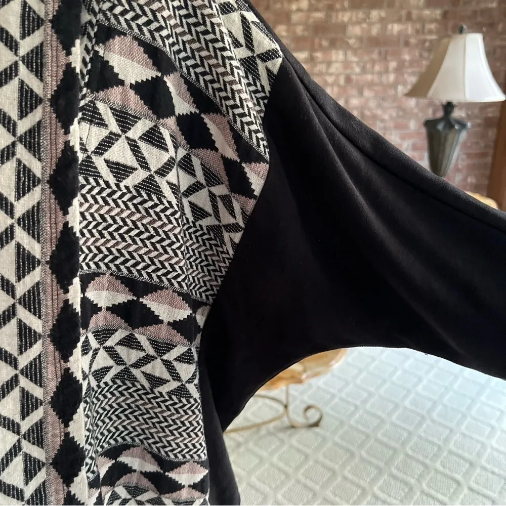 Skies Are Blue Cardigan Open Front Black Tan Faux Suede S Southwestern Boho Chic - Image 6