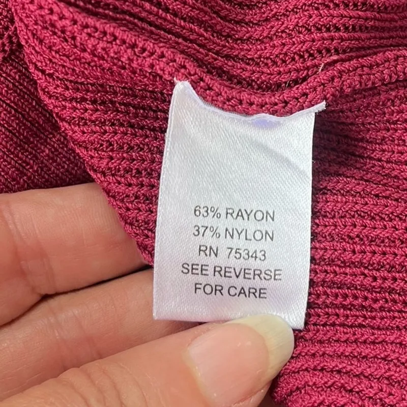 Torn by Ronny Kobo Peplum Womens Sweater Sz M Burgundy Preppy Scallop Romantic - Image 9