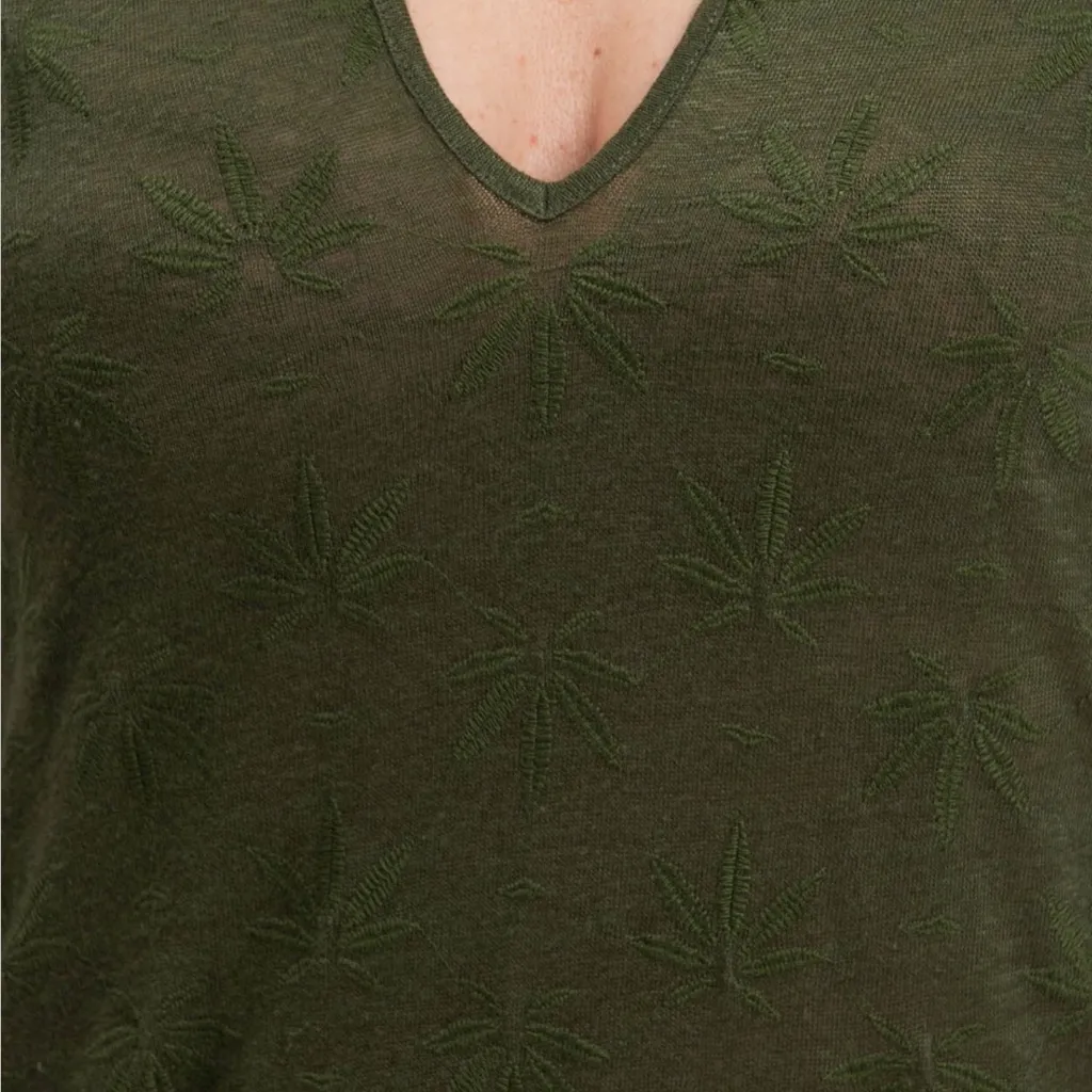 MAJESTIC FILATURES Linen Knitted Maxi Dress Cannabis Embroidery Green Size undefined - Image 5