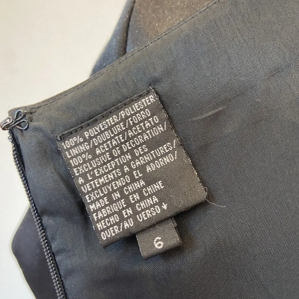 Vintage 90s  Night Solid Black Satin Beaded Full Length Dr… - Image 7