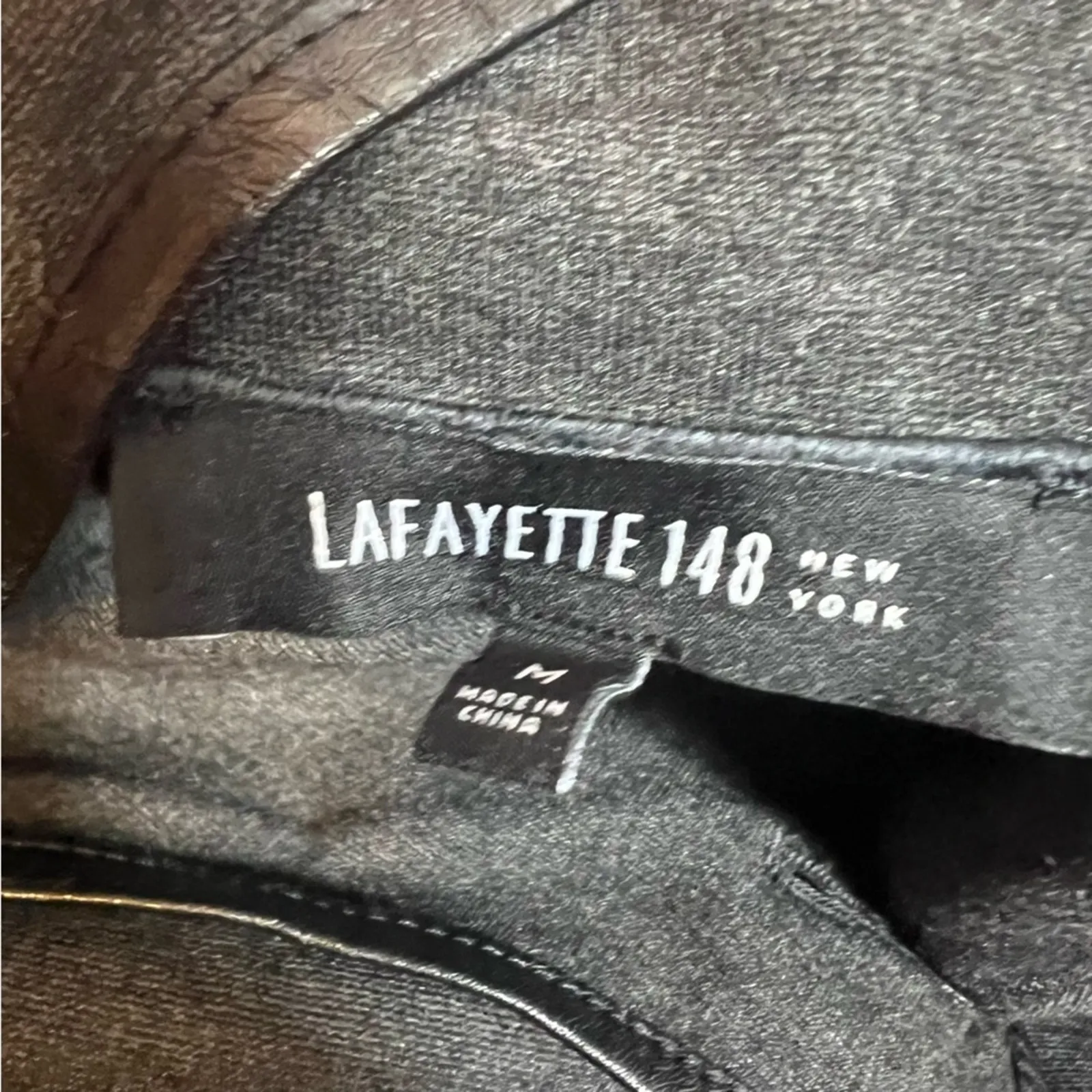 Lafayette 148 knit long cardigan gray ponte body knit sleeve Sz M Size M - Image 3