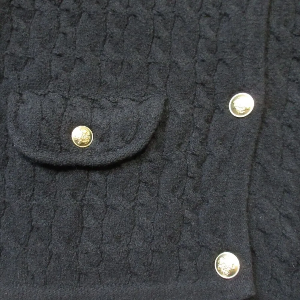 NWT J.Crew Odette in Black Cotton-blend Bouclé Cable-knit Sweater Lady Jacket L - Image 3