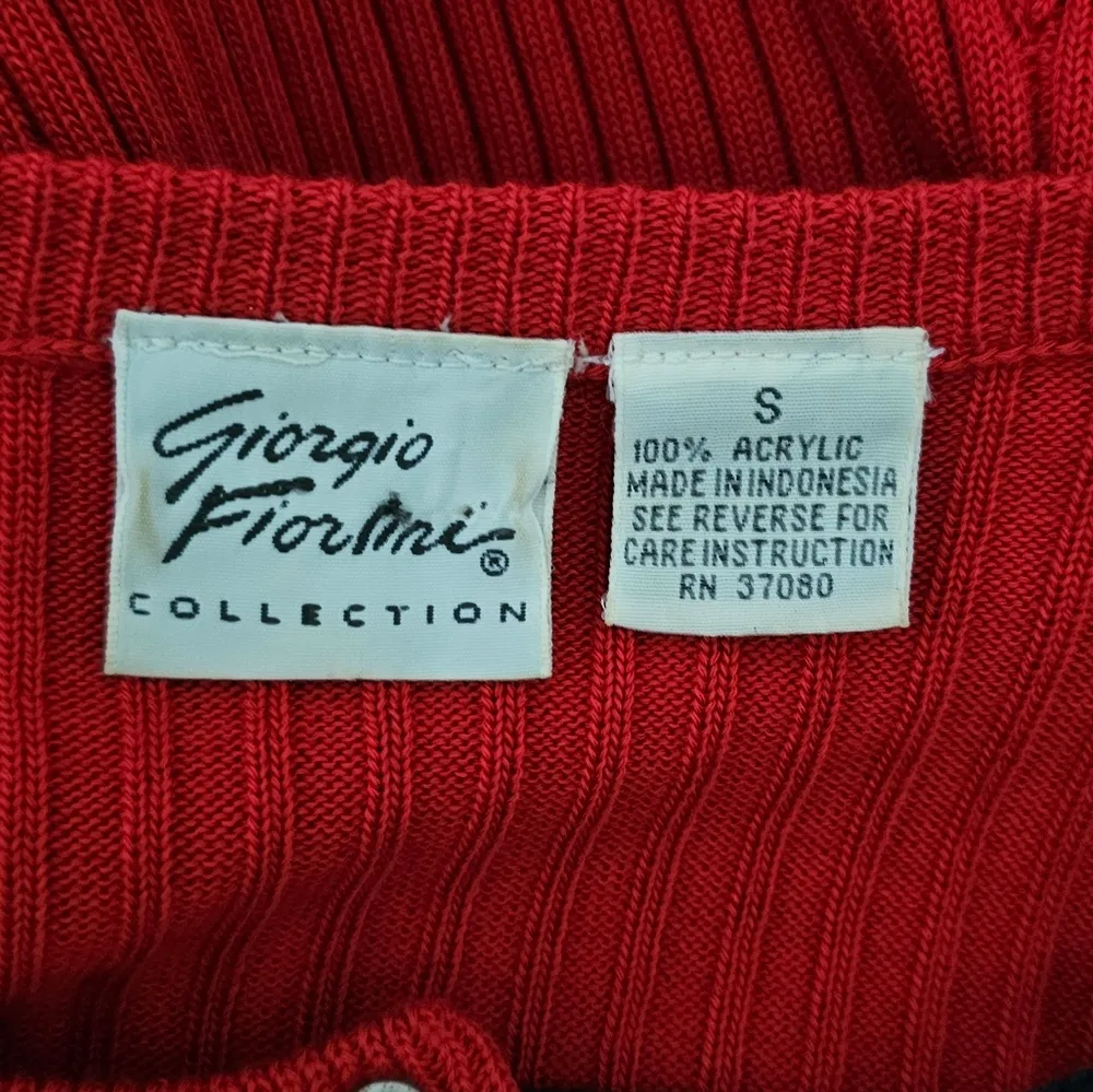 Vintage Giorgio Fiorlini 90s Red Ribbed Lace Up Knit Midi Dress Size Small - Image 5