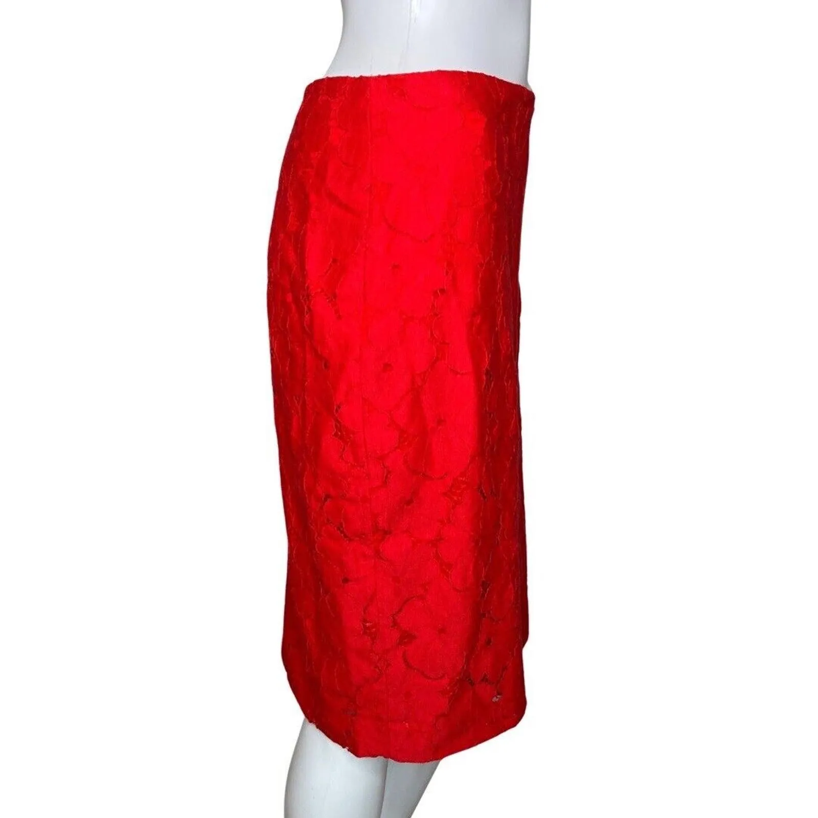 Banana Republic Skirt Womens 2 True‎ Red Lace Pencil Skirt Straight Career Party - Image 2