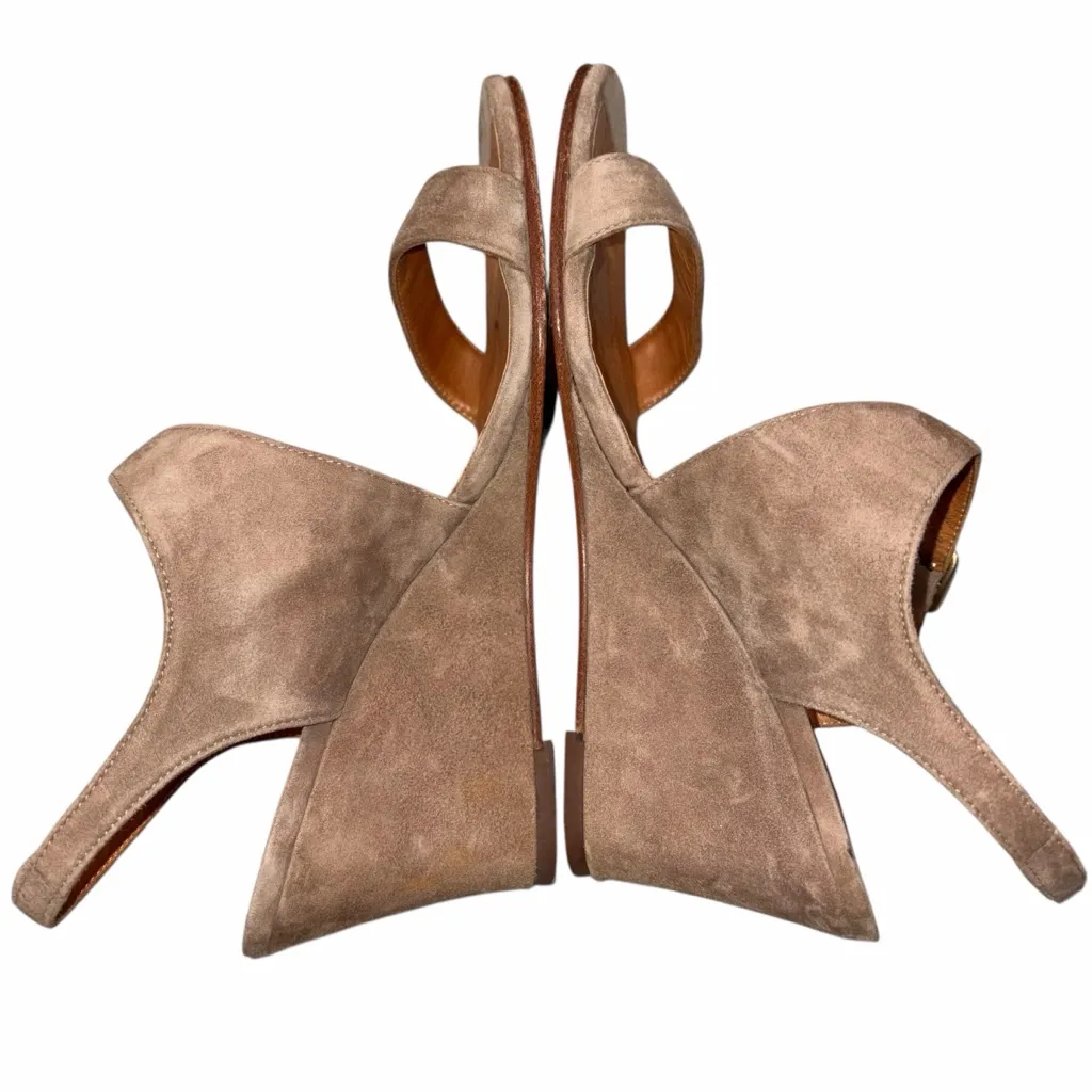 Chie Mihara Brown Suede Anatour Wedge Sandals Shoes size 38.5 Tan - Image 7