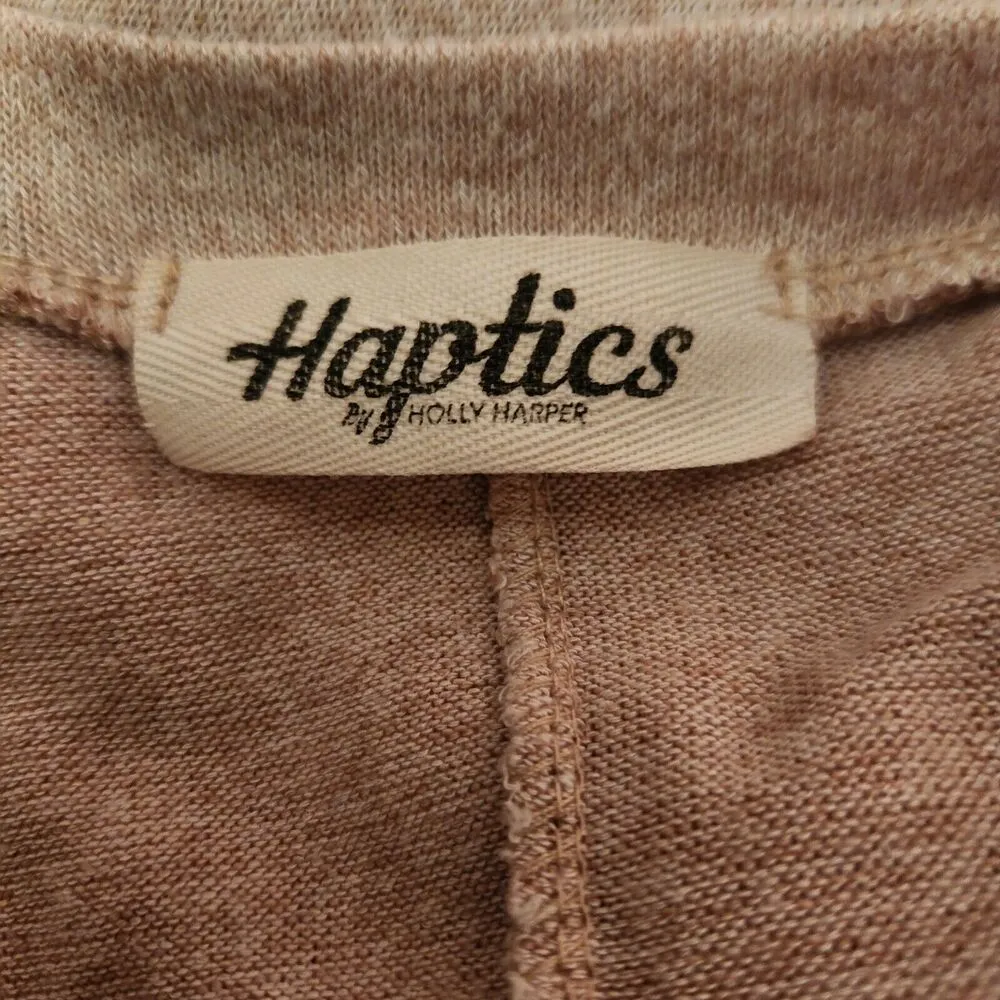 Haptics by Holly Harper Womens M Oversized Pink Long Sleeve Patchwork V - Image 14