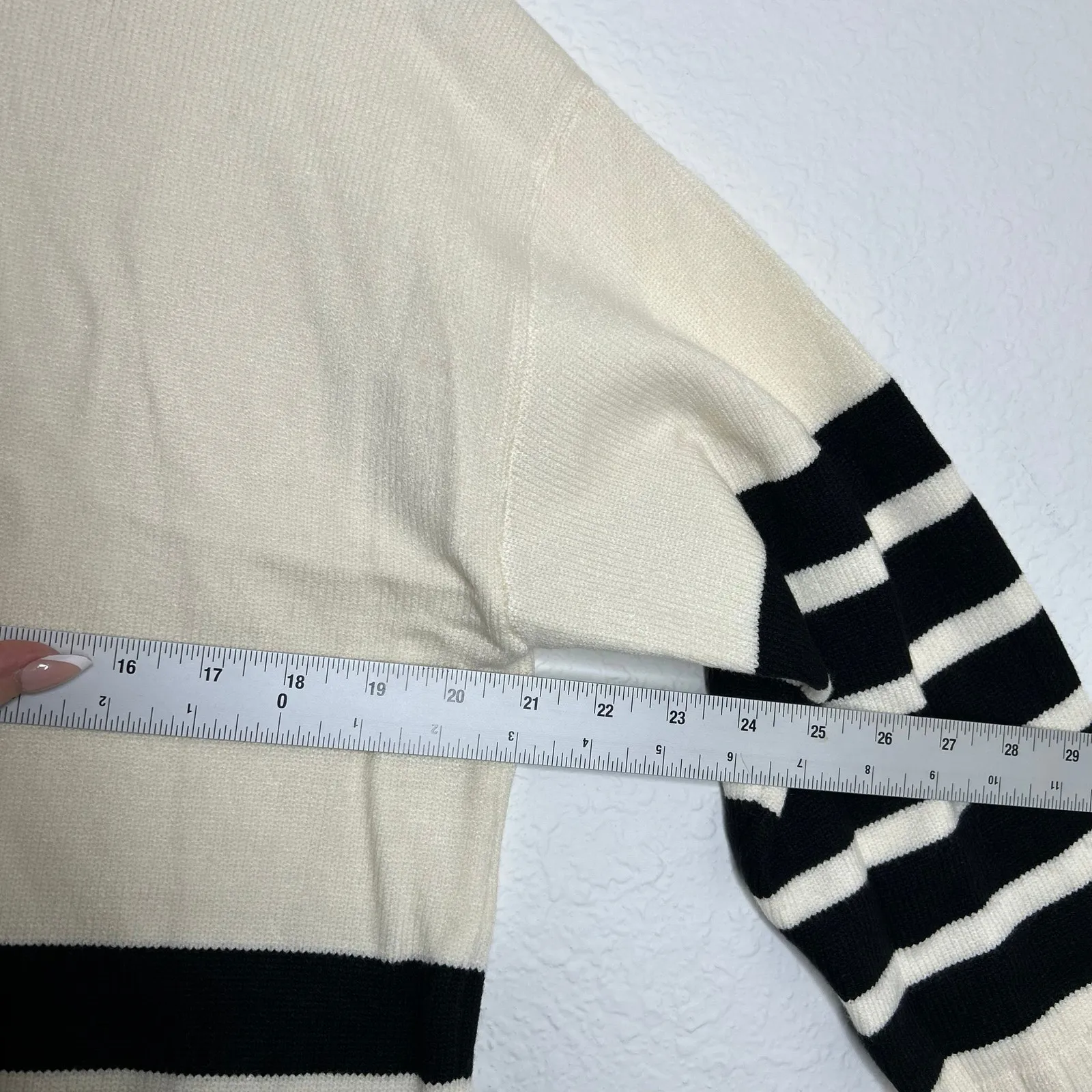 Commense Oversized Mock Neck Striped Knit Sweater M NWT - Image 6