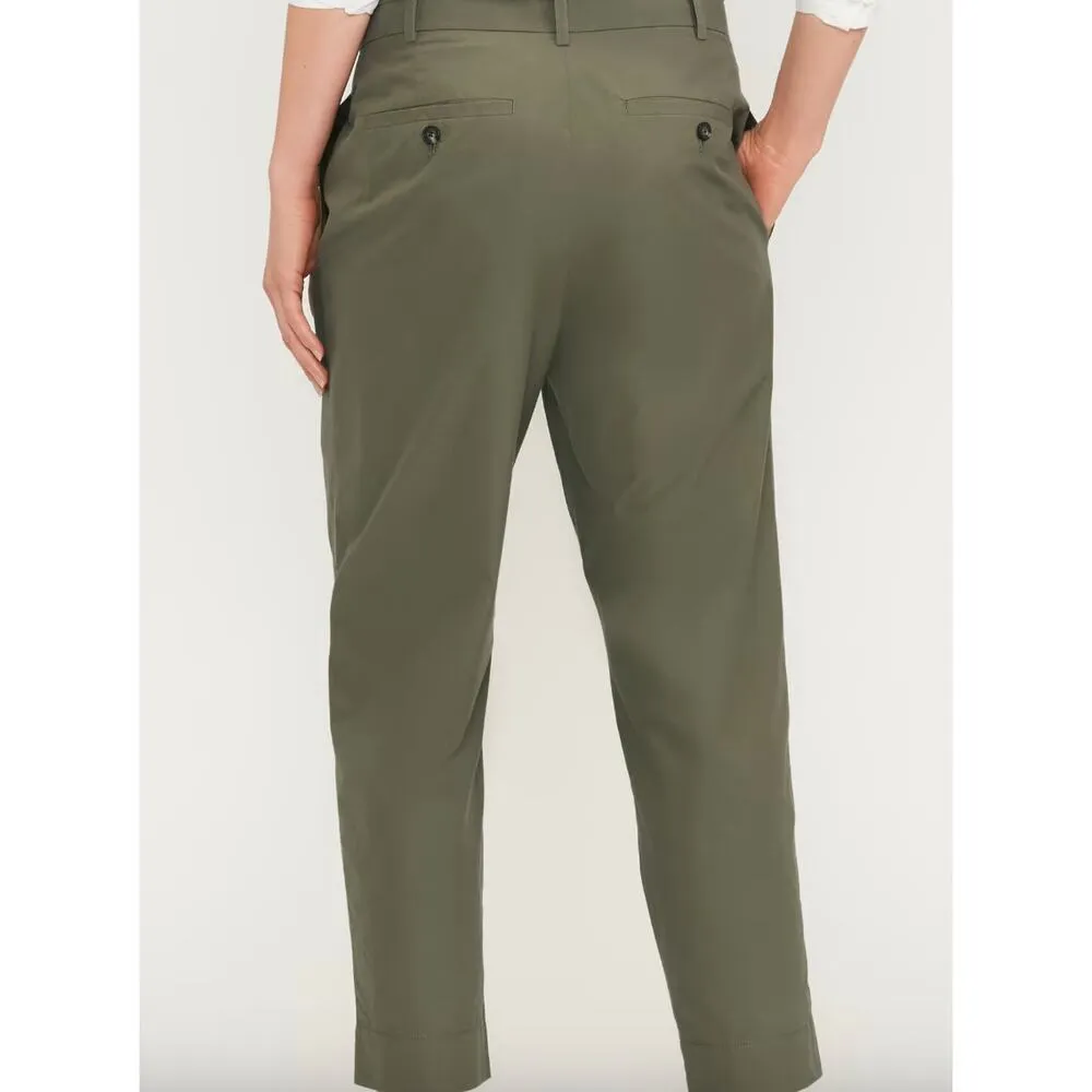 Everlane Poplin High Rise Pleated Cotton Pleated Chino Pants Green Size 2 - Image 3