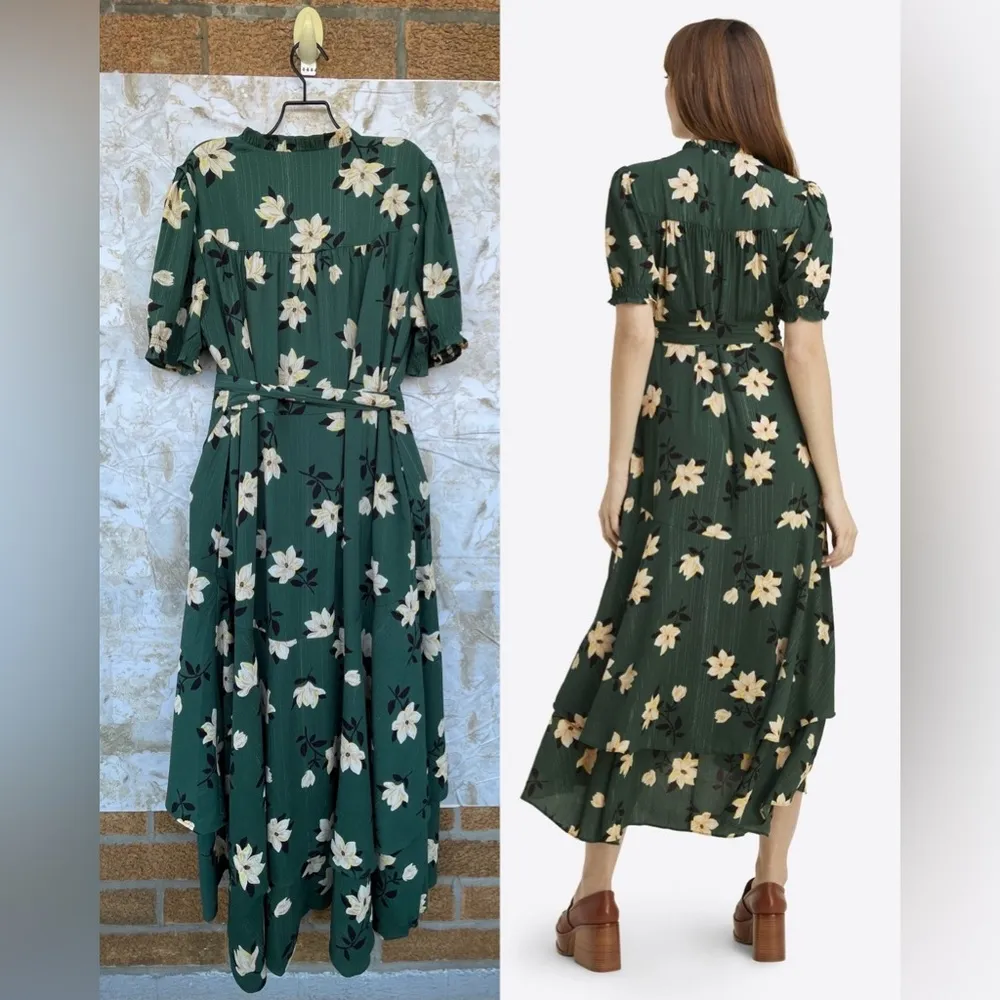 Draper James Naomi Wrap Dress in Shimmer Magnolia size 14 - Image 3