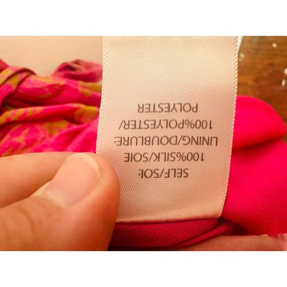 TANYA TAYLOR Women's Pink Orange Floral 100% Silk V-Neck Lisa Wrap Dress size 2 - Image 12