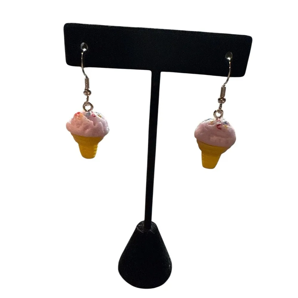 3 For $20 3D Pink and Yellow Ice Cream Cone Dangle Earrings “You Pick 3” - Image 3