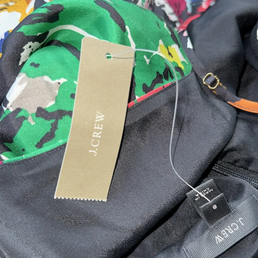 NWT J. Crew Colorful spaghetti strap brushstroke Abstract SILK dress midi 8 - Image 5