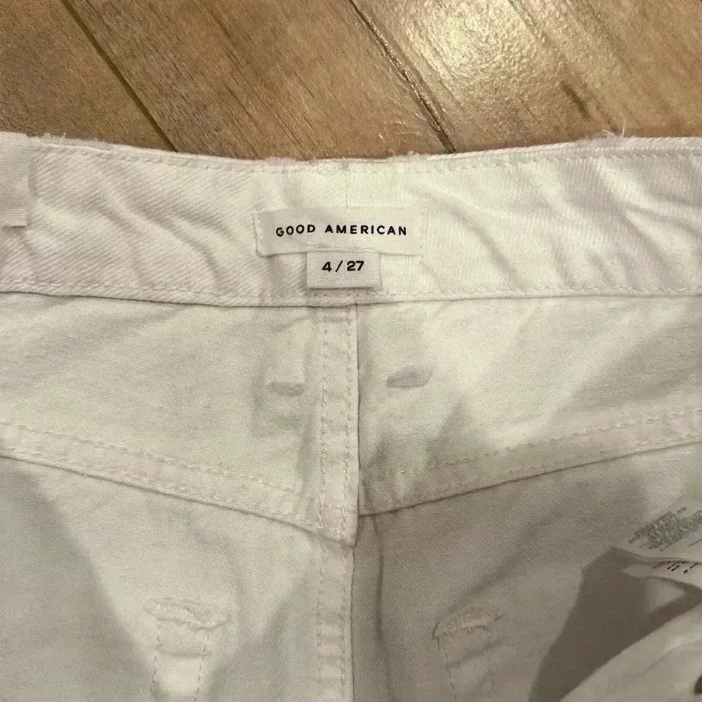 NEW Good American Good '90s Duster Natural Fray in White035 Sz 4/27 - Image 5