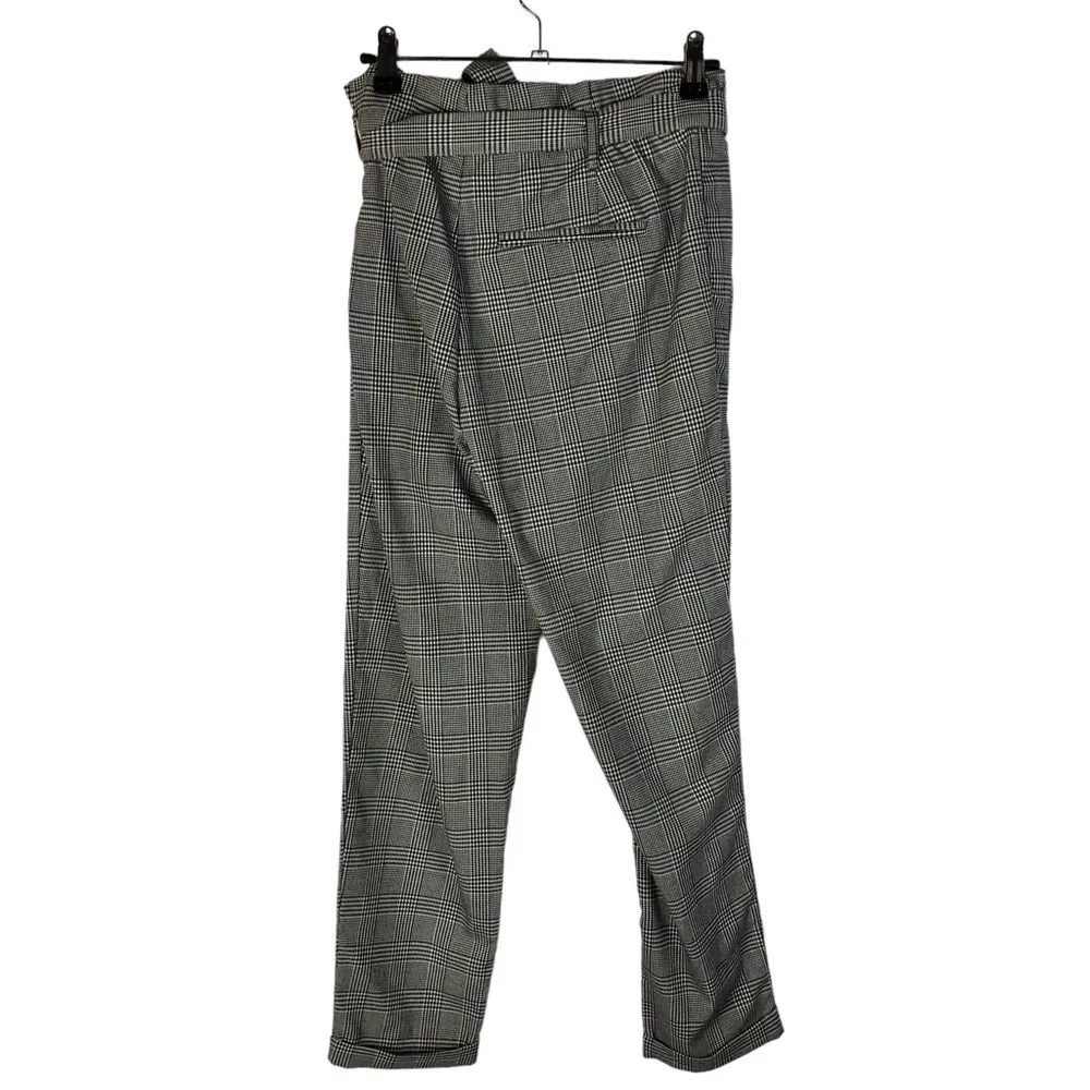 Zara Black & White Houndstooth Plaid High Rise Paperbag Trouser Pants S - Image 3
