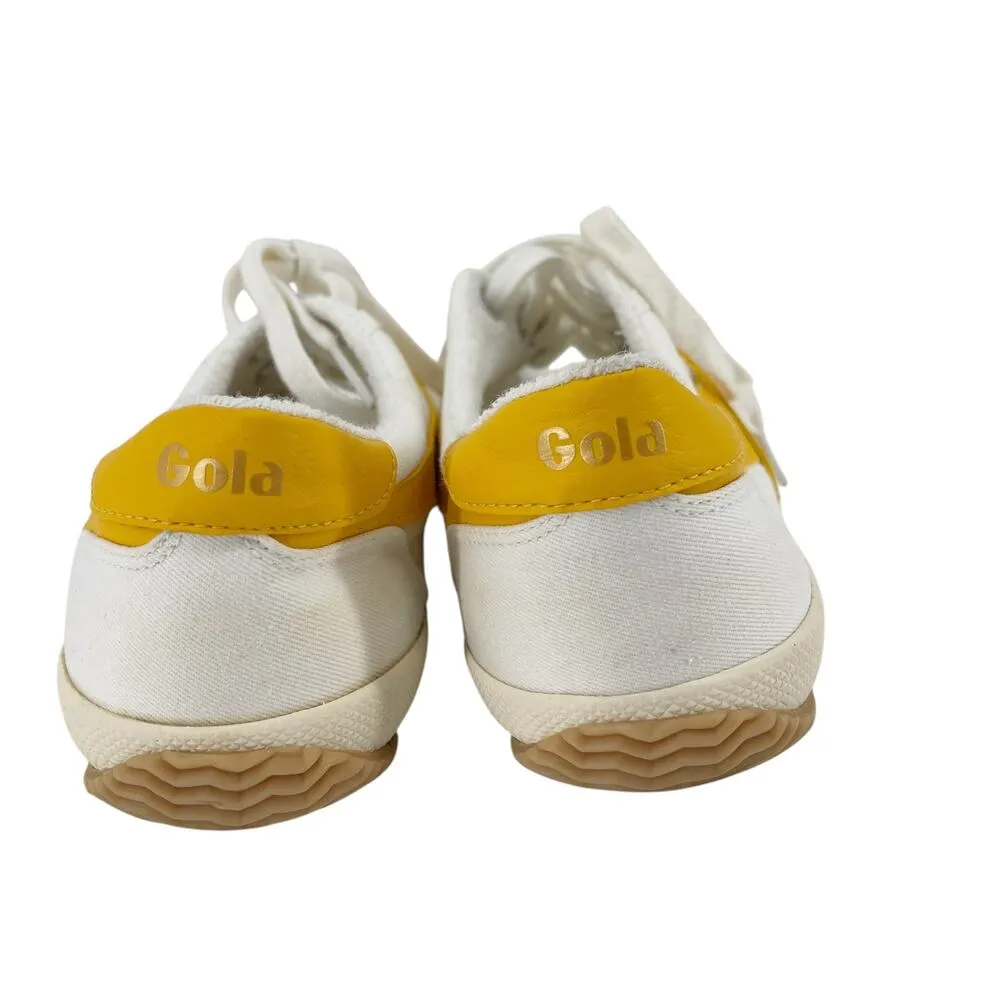 Gola Stratus Sneaker Vegan Leather Off White & Sun Yellow Size 8 - Image 11