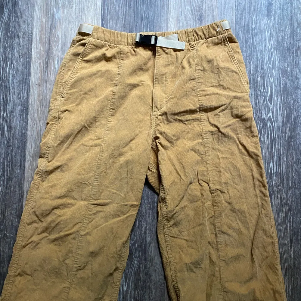 The North Face Corduroy Wide Leg Belted Yellow Pants Large Gorpcore Granola Folk - Image 3