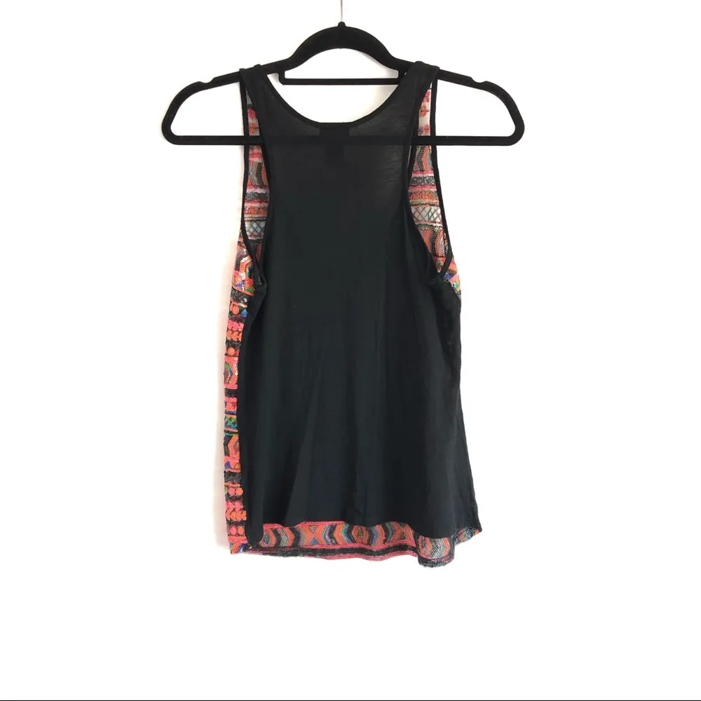 Rue 21 Orange Sequin Front Semi Sheer Tank Top M - Image 2