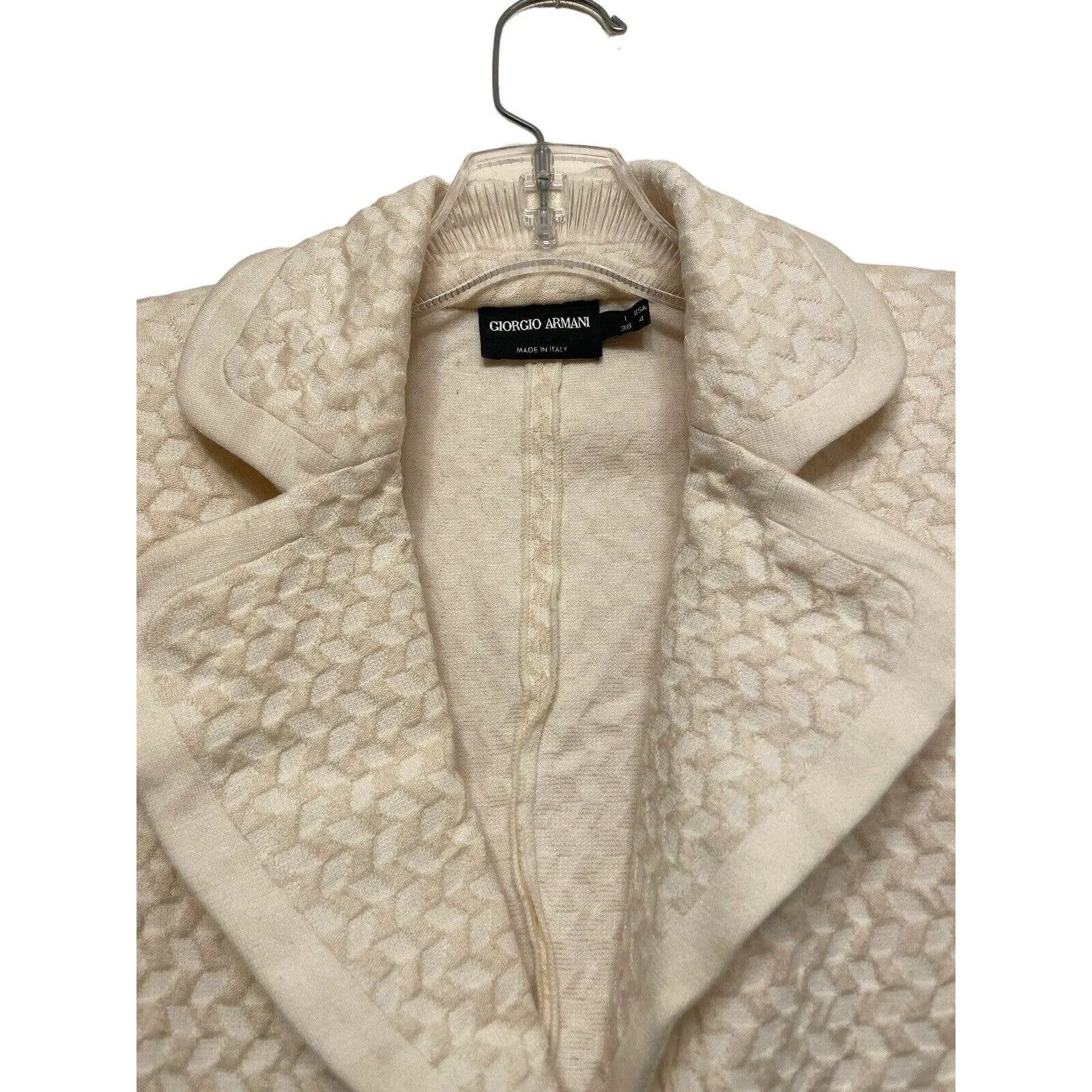 Giorgio Armani Cream White 3 Button Blazer Jacket Size 4 Cotton Silk Stretch - Image 3