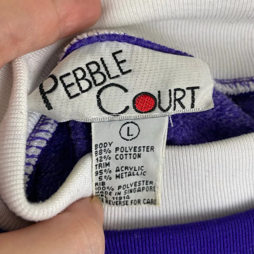 Vintage Pebble Court Purple Christmas Bow Mock Turtleneck Sweatshirt Large - Image 7
