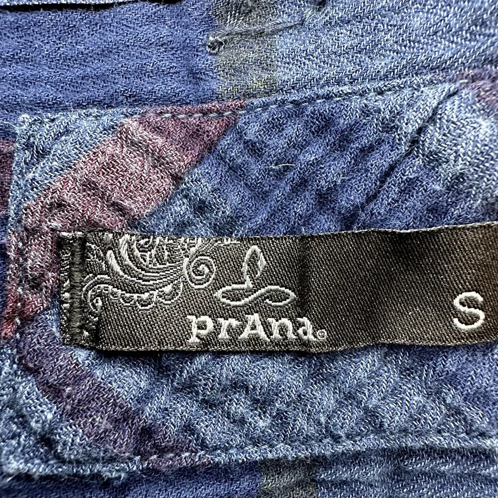 Prana Fillary Plaid Button Down Shirt Flannel Chest Pocket Gauze Nautical Small - Image 3