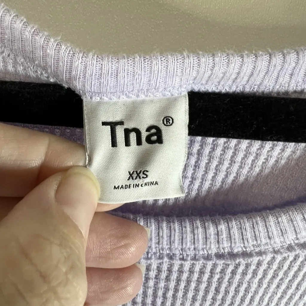 Aritzia TNA Size XXS‎ Alder Thermal Waffle Knit Long Sleeve Lilac Purple Casual - Image 5