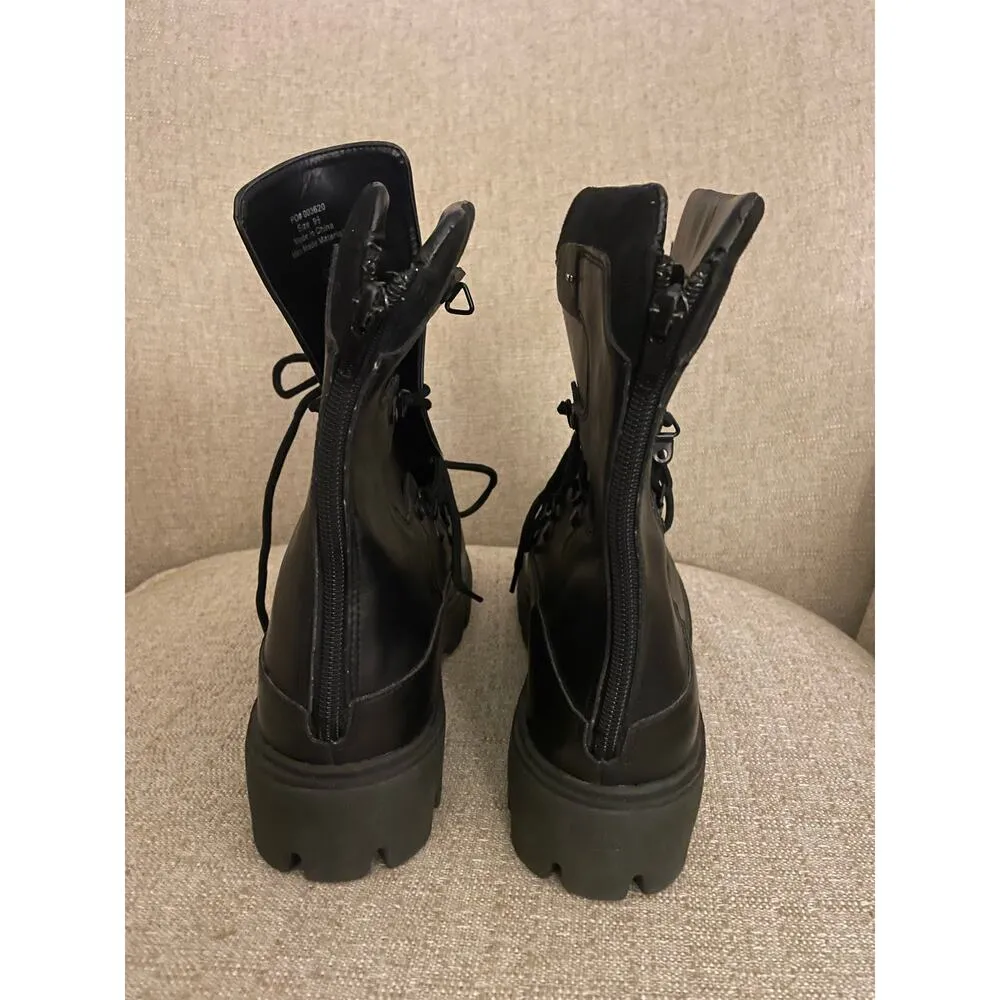 Cyber Tech wear Black Leather Lace up Boots, PO#003620 Size 9.5 - Image 2